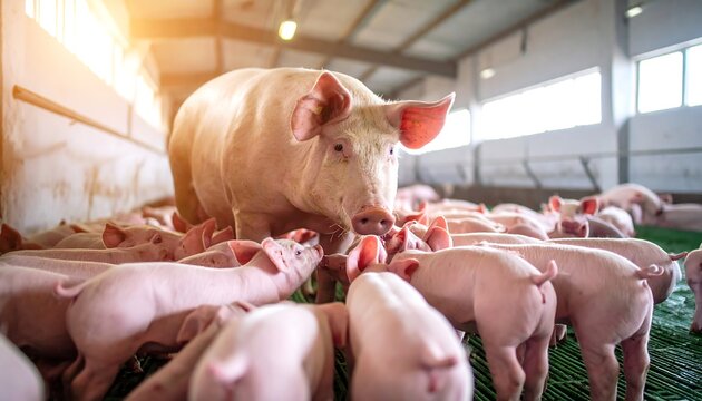 Piglets resting in a clean pen